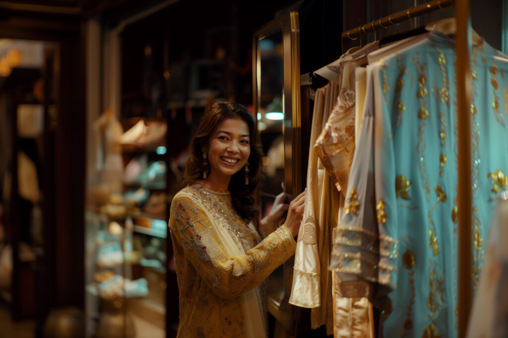 women shopping buying consumer products customer day celebration