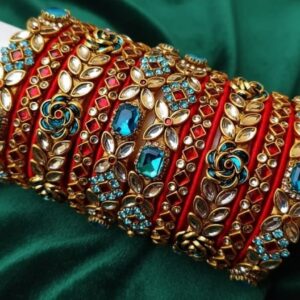 Colorful ornate bangles on display