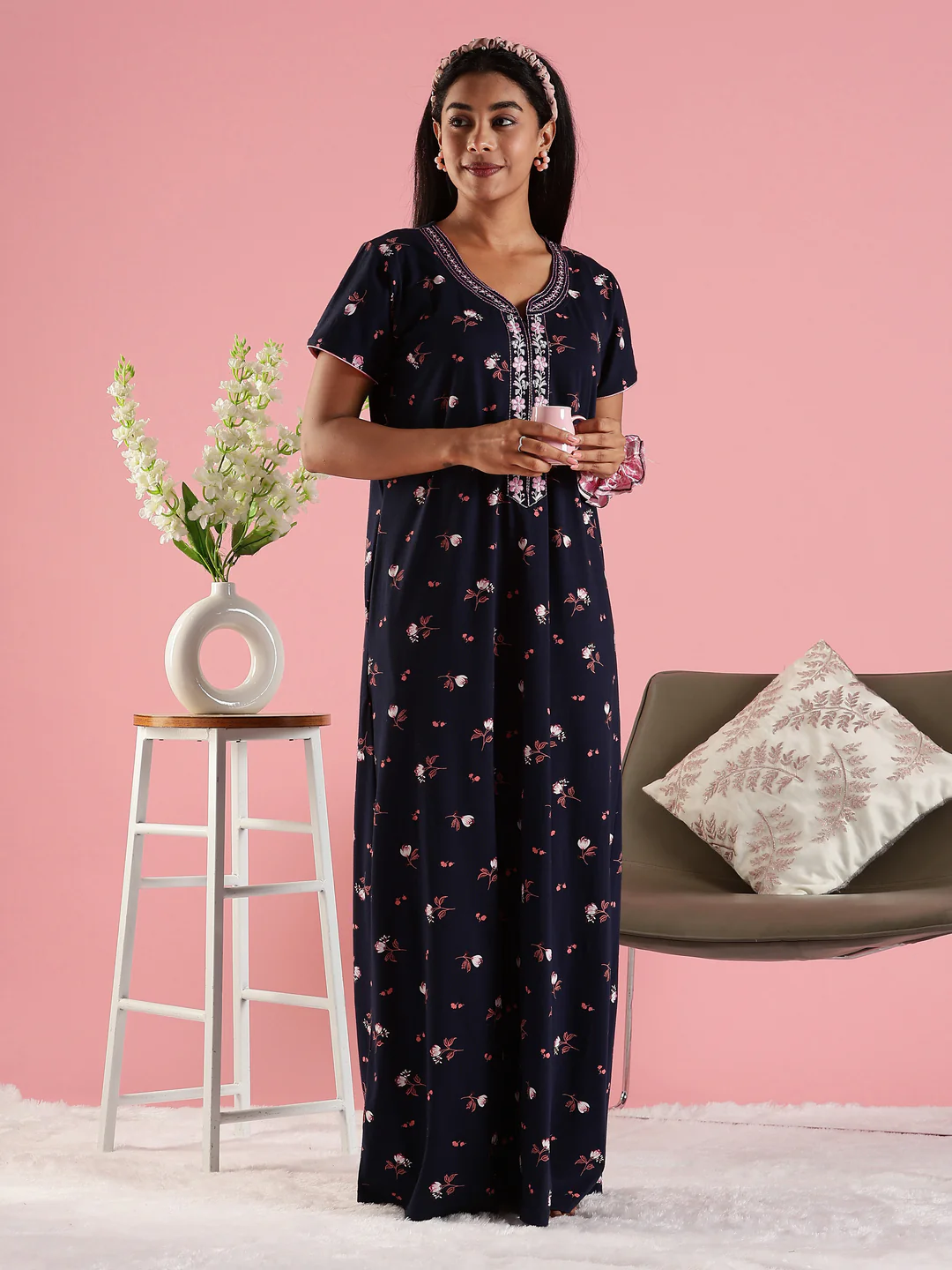 floral cotton nighty – soft comfort wear