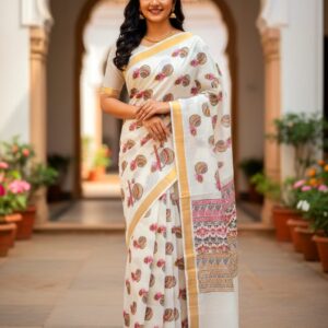 PRINTED WORK KERALA COTTON SAREES