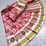 PRINTED WORK KERALA COTTON SAREES KGR Family collections