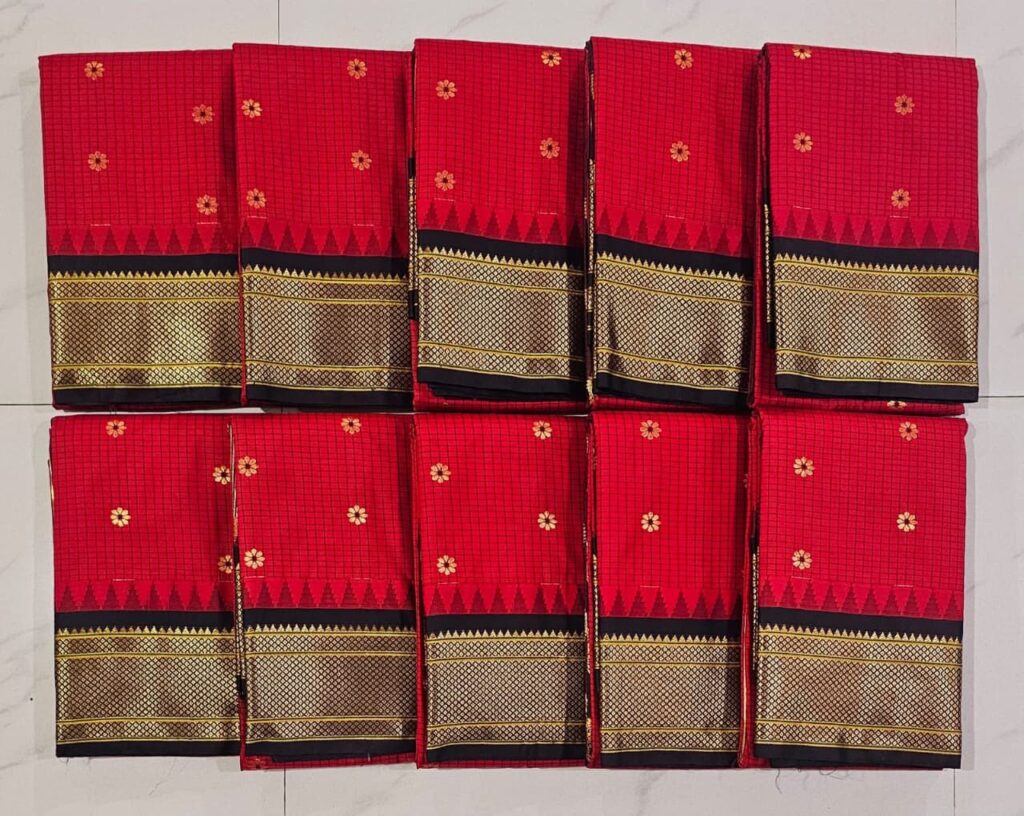 premium quality and elegant checked strips silk sarees KGR Family collections
