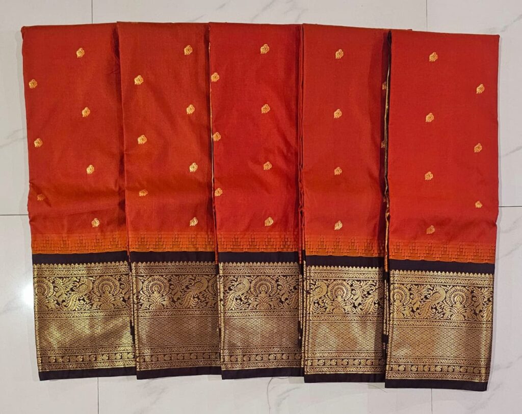 premium quality and elegant checked strips silk sarees KGR Family collections