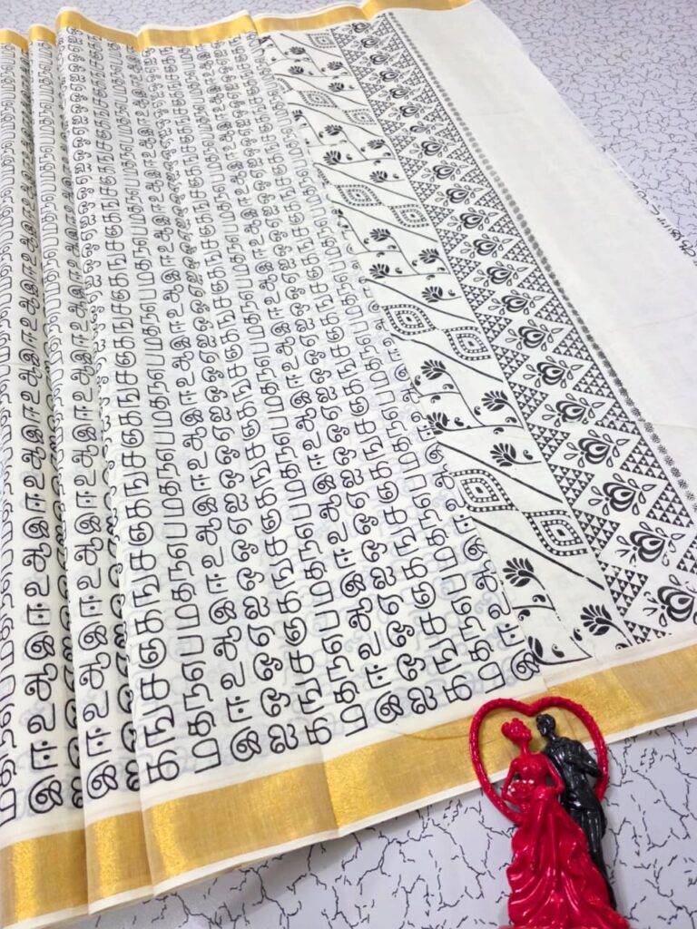 PRINTED WORK Kerala COTTON SAREES KGR Family collections