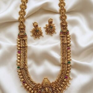 premium antique gold plated long and elegant necklace for weddings