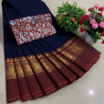 New Arrival of Premium Pure Cotton Sarees with Kalamkari Blouse ... KGR Family collections