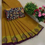 New Arrival of Premium Pure Cotton Sarees with Kalamkari Blouse ... KGR Family collections