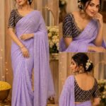 *Chandini Party Wear Viscose Georgette With Small putti work Fancy Designer Saree * KGR Family collections