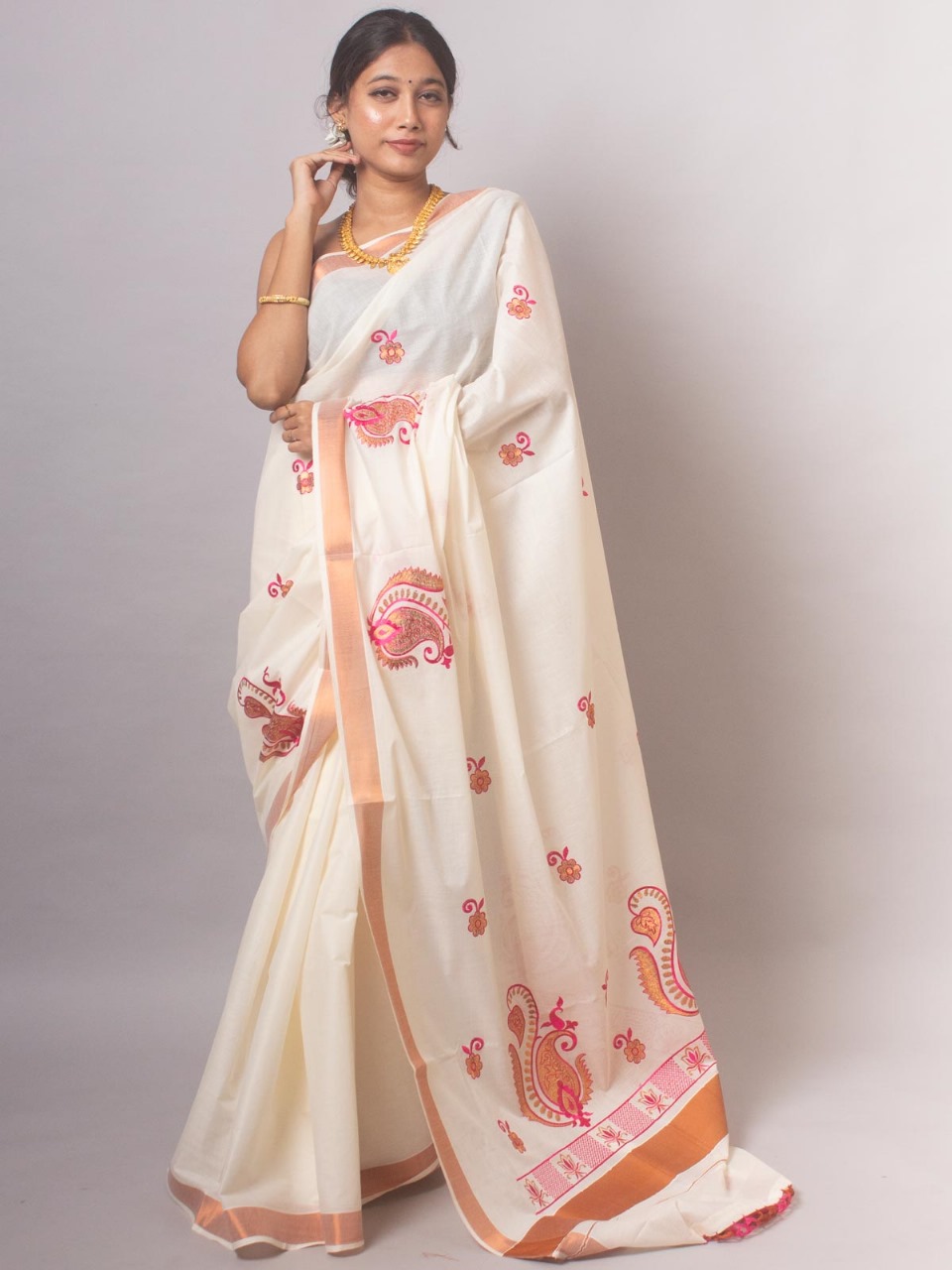 *_Traditional  Kasavu Collection_* *_KERALA COTTON SAREE WITH  EMBROIDERY COLLECTION_  PURE COTTON_*