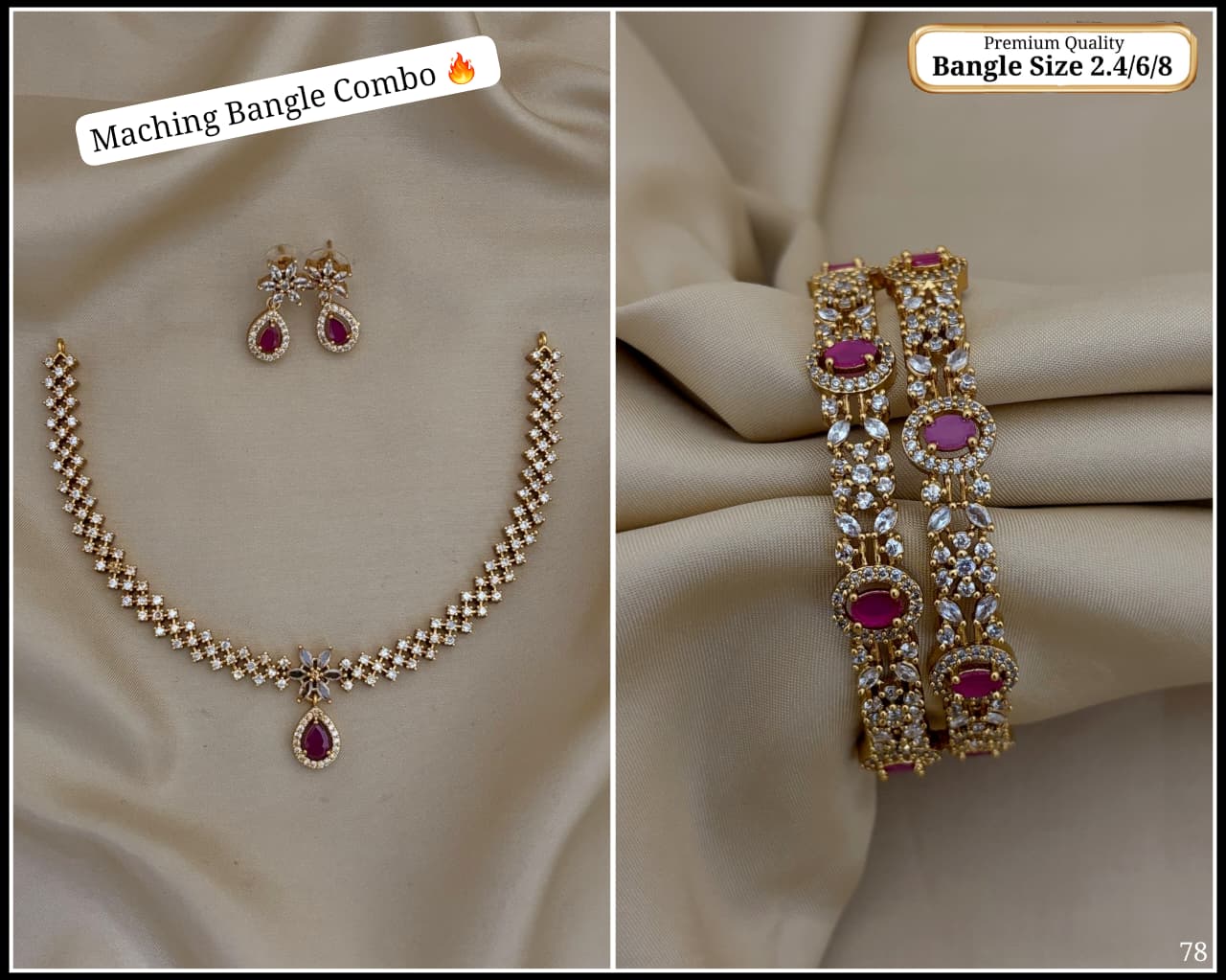 premium quality and stone work necklace and bangle combo