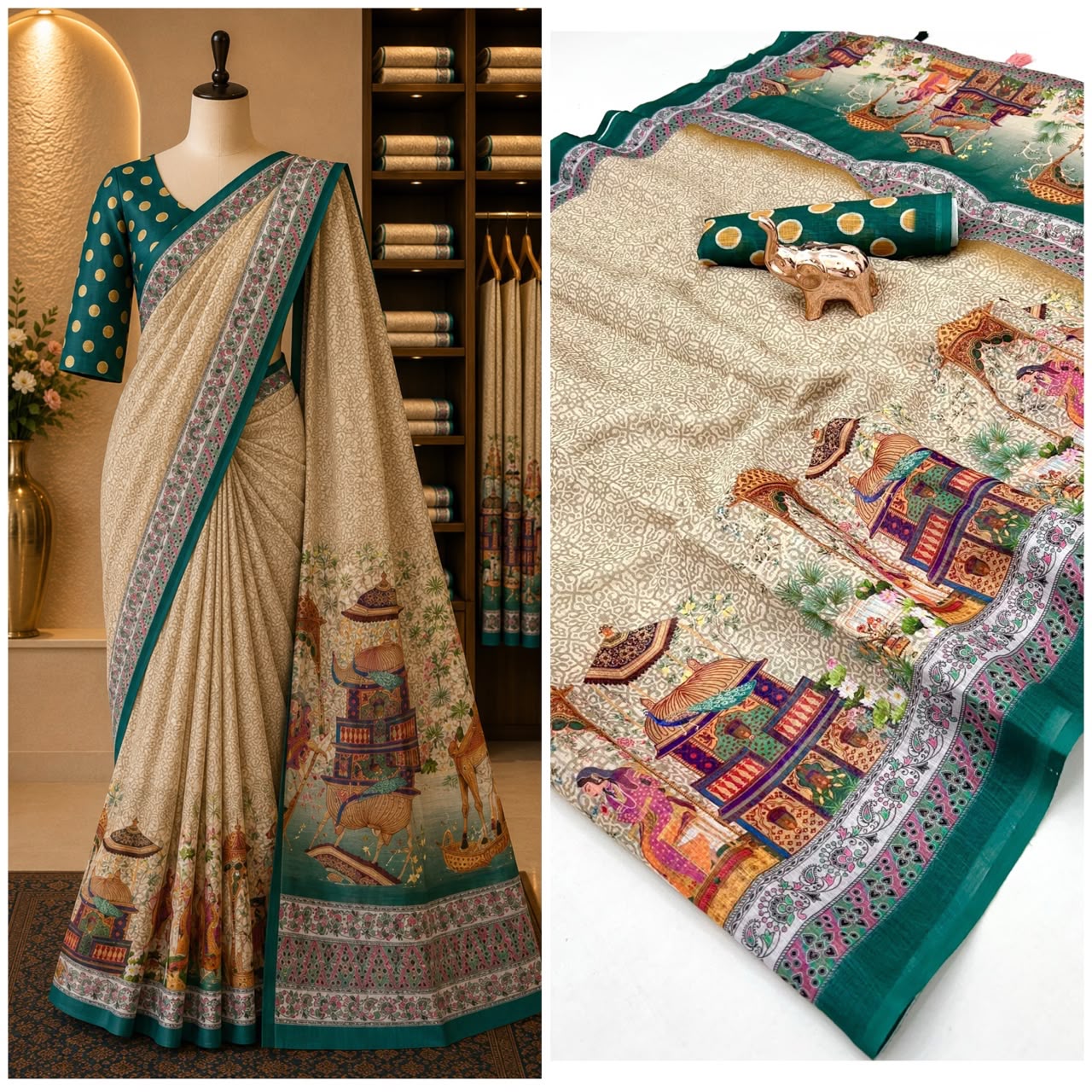 *PURE  CHANDERI COTTEN DIGITAL SAREES