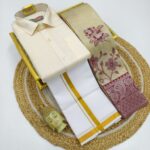 *_ELITE BRIDAL PICK &PICK FANCY KUPERA SILK SAREES & COTTON SHIRT WITH SILK COTTON DOTHI MATCHING SET_* KGR Family collections