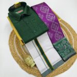 *_ELITE BRIDAL PICK &PICK FANCY KUPERA SILK SAREES & COTTON SHIRT WITH SILK COTTON DOTHI MATCHING SET_* KGR Family collections