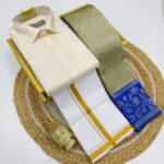 *_ELITE BRIDAL PICK &PICK FANCY KUPERA SILK SAREES & COTTON SHIRT WITH SILK COTTON DOTHI MATCHING SET_* KGR Family collections