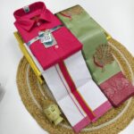 *_ELITE BRIDAL PICK &PICK FANCY KUPERA SILK SAREES & COTTON SHIRT WITH SILK COTTON DOTHI MATCHING SET_* KGR Family collections
