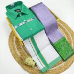 *_ELITE BRIDAL PICK &PICK FANCY KUPERA SILK SAREES & COTTON SHIRT WITH SILK COTTON DOTHI MATCHING SET_* KGR Family collections
