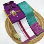 *_ELITE BRIDAL PICK &PICK FANCY KUPERA SILK SAREES & COTTON SHIRT WITH SILK COTTON DOTHI MATCHING SET_* KGR Family collections