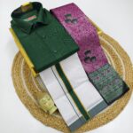 *_ELITE BRIDAL PICK &PICK FANCY KUPERA SILK SAREES & COTTON SHIRT WITH SILK COTTON DOTHI MATCHING SET_* KGR Family collections