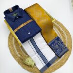 *_ELITE BRIDAL PICK &PICK FANCY KUPERA SILK SAREES & COTTON SHIRT WITH SILK COTTON DOTHI MATCHING SET_* KGR Family collections